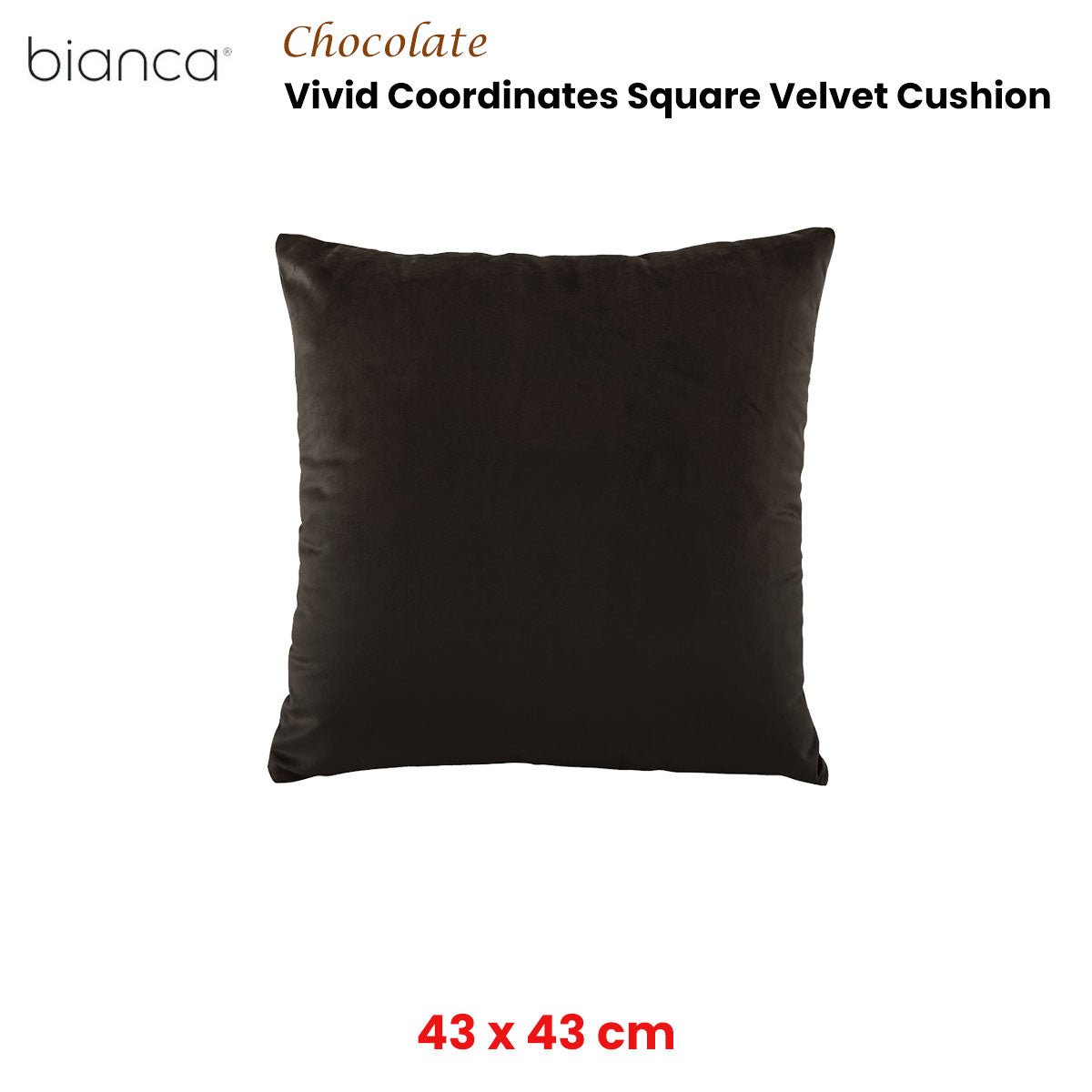 NNEDSZ Bianca Vivid Coordinates Square Velvet Cushion Chocolate 43 x 43cm-1