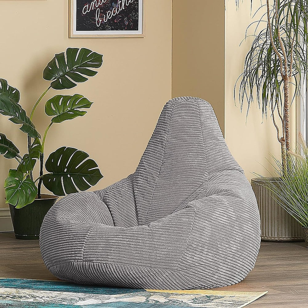 NNEDSZ Jumbo Cord Beanbag Chair Cover Unfilled Large Bean Bag - Grey-4