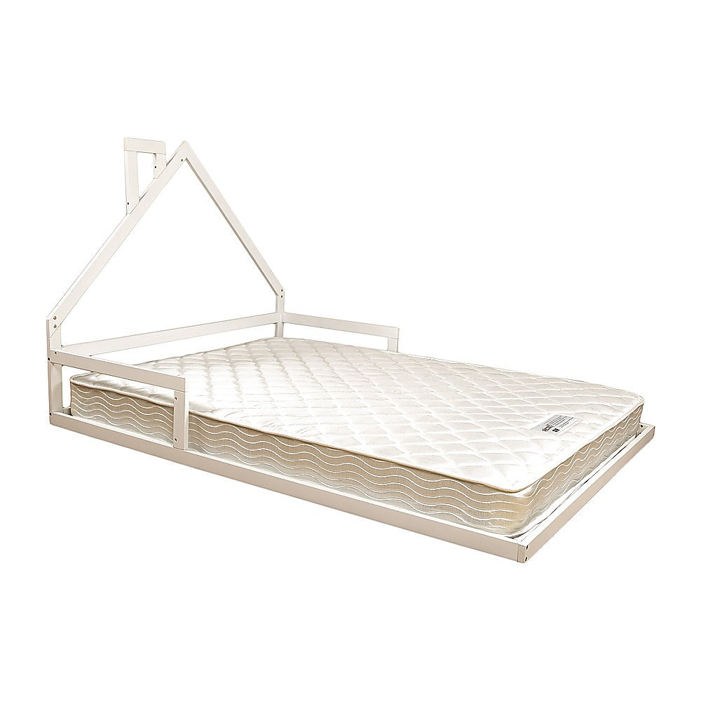 NNEDSZ Pine Wood Floor Bed House Frame for Kids and Toddlers-1