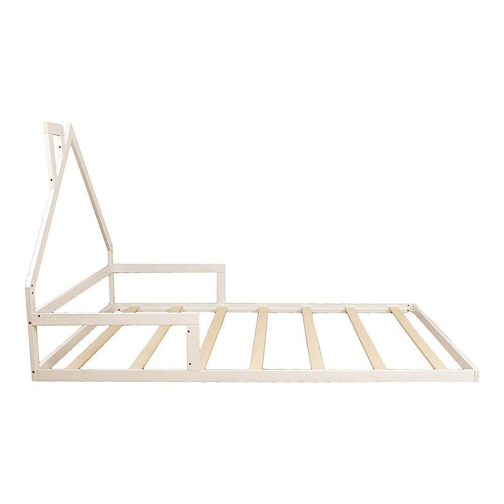 NNEDSZ Pine Wood Floor Bed House Frame for Kids and Toddlers-4