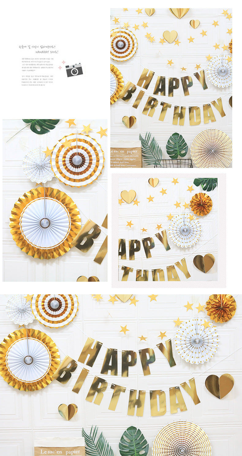 NNEDSZ Happy Birthday Party Decoration Set - Fan Decorations, Hearts, Stars & Banner-1