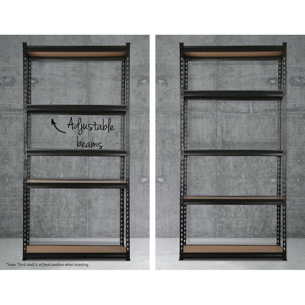 NNEDSZ 5x1.8M 5-Shelves Steel Shelving Racking Garage Storage Rack Black-2