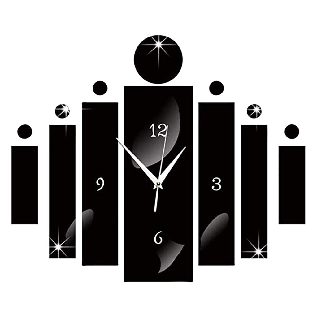 Luxury 3D Black Digital Mirror Silver Wall Clock Modern Design Home Decor Watch Wall Sticker For Home Decoration-4