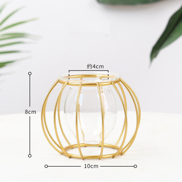 NNEOBA Iron Line Vase Hydroponic Plant Flower Vase Home Decoration Metal Plant Holder Nordic Styles Iron Vases Ornament-4