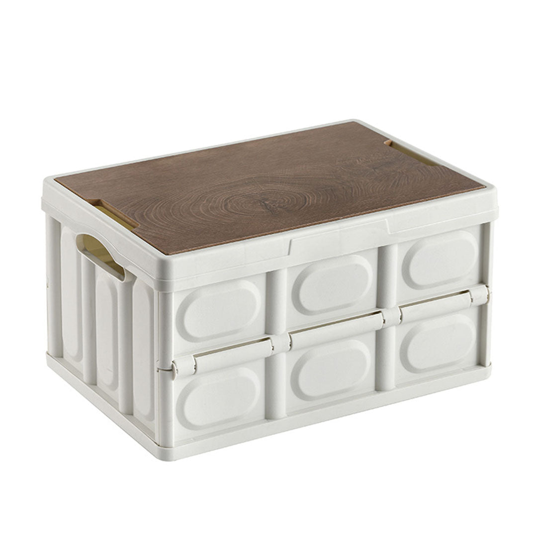 NNEAGS 52.5x35.5cm 55L White Car & Camping Foldable Storage Box Crate Stackable Container No Handle-0