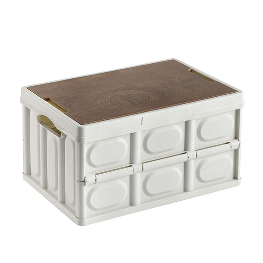NNEAGS 52.5x35.5cm 55L White Car & Camping Foldable Storage Box Crate Stackable Container No Handle-0