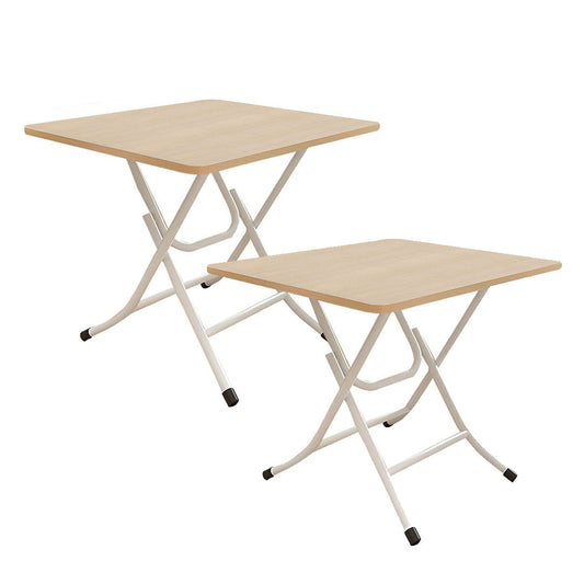 NNEAGS 2X Wood-Colored Dining Table Portable Square Surface Space Saving Folding Desk Home Decor-0