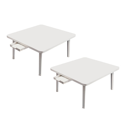 NNEAGS 2X White Portable Floor Table Small Square Space-Saving Mini Desk Home Decor-0
