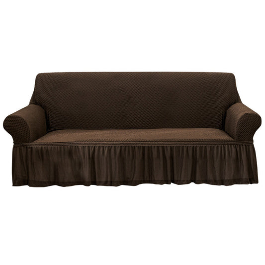 NNEAGS 3-Seater Coffee Sofa Cover with Ruffled Skirt Couch Protector High Stretch Lounge Slipcover Home Decor-0