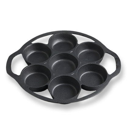 NNEAGS 2X 32cm Cast Iron Takoyaki Fry Pan Octopus Balls Maker 7 Hole Cavities Grill Mold-1