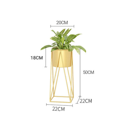NNEAGS 2X 50cm Gold Metal Plant Stand with Gold Flower Pot Holder Corner Shelving Rack Indoor Display-1
