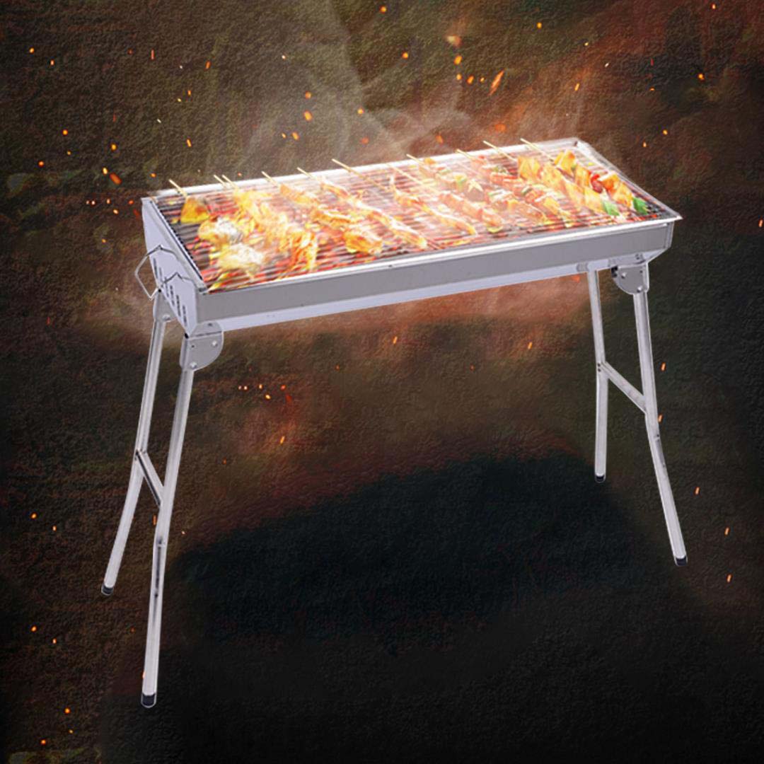 NNEAGS 2X Skewers Grill Portable Stainless Steel Charcoal BBQ Outdoor 6-8 Persons-1