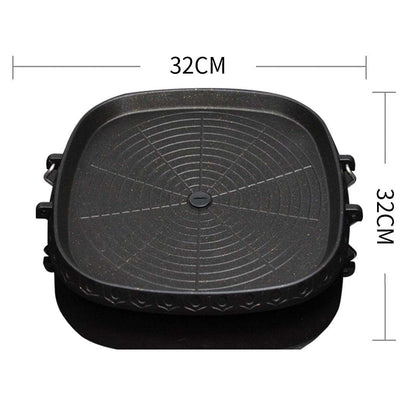 NNEAGS Portable Korean BBQ Butane Gas Stove Stone Grill Plate Non Stick Coated Square-1