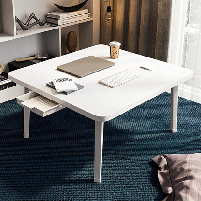 NNEAGS 2X White Portable Floor Table Small Square Space-Saving Mini Desk Home Decor-1