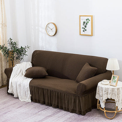 NNEAGS 3-Seater Coffee Sofa Cover with Ruffled Skirt Couch Protector High Stretch Lounge Slipcover Home Decor-2