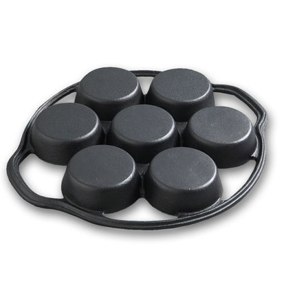 NNEAGS 2X 32cm Cast Iron Takoyaki Fry Pan Octopus Balls Maker 7 Hole Cavities Grill Mold-2