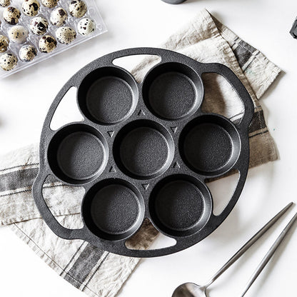 NNEAGS 2X 32cm Cast Iron Takoyaki Fry Pan Octopus Balls Maker 7 Hole Cavities Grill Mold-3