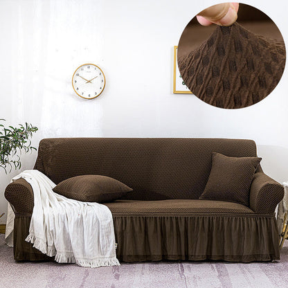 NNEAGS 3-Seater Coffee Sofa Cover with Ruffled Skirt Couch Protector High Stretch Lounge Slipcover Home Decor-3