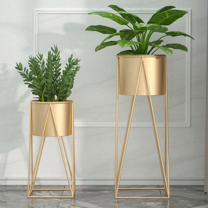 NNEAGS 2X 50cm Gold Metal Plant Stand with Gold Flower Pot Holder Corner Shelving Rack Indoor Display-3
