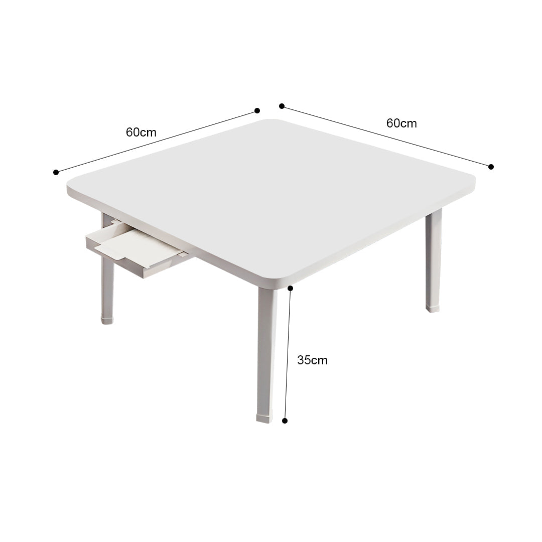 NNEAGS 2X White Portable Floor Table Small Square Space-Saving Mini Desk Home Decor-3