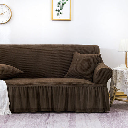NNEAGS 3-Seater Coffee Sofa Cover with Ruffled Skirt Couch Protector High Stretch Lounge Slipcover Home Decor-4