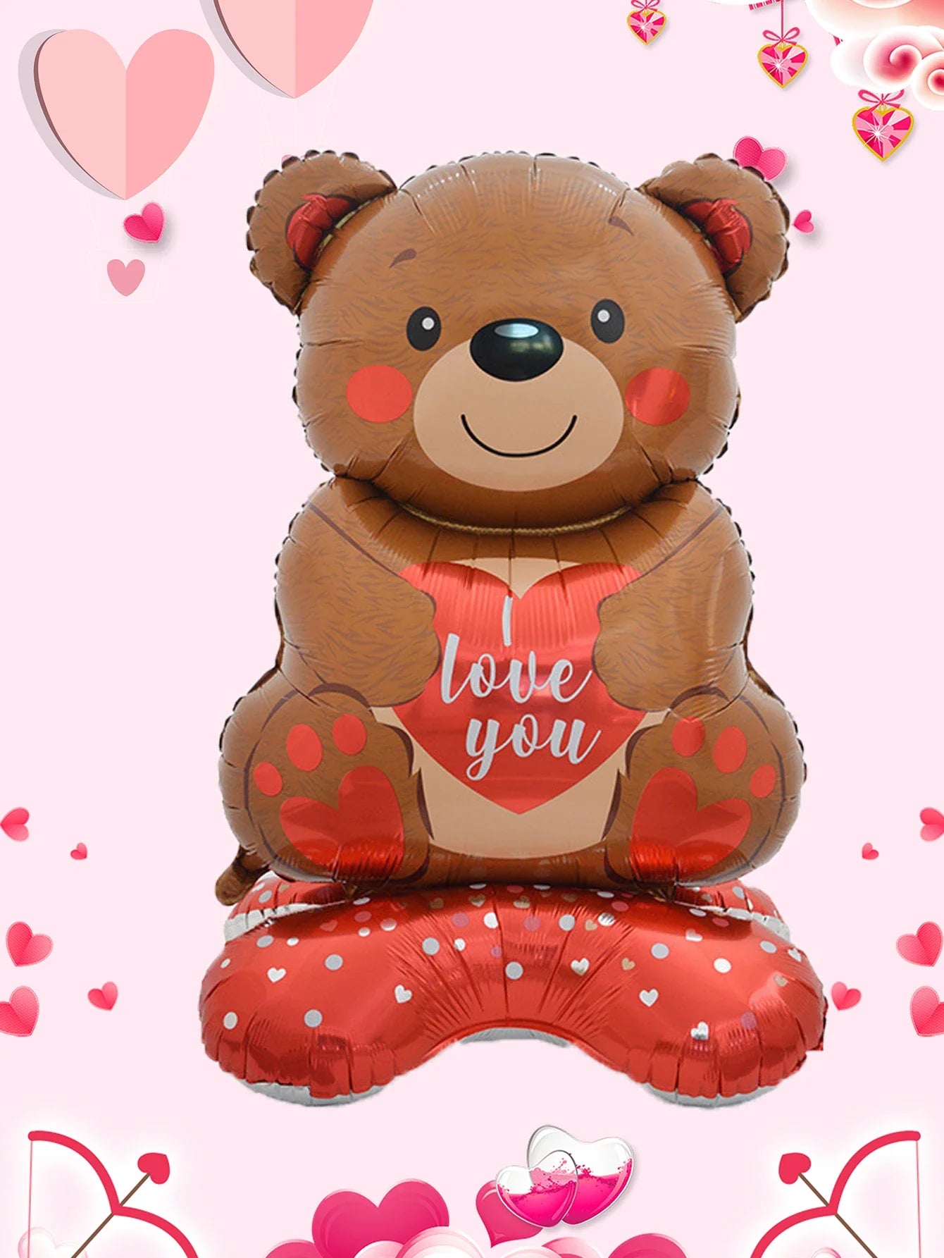 NNEOBA Valentine's Day Heart Bear Balloon Decoration-1