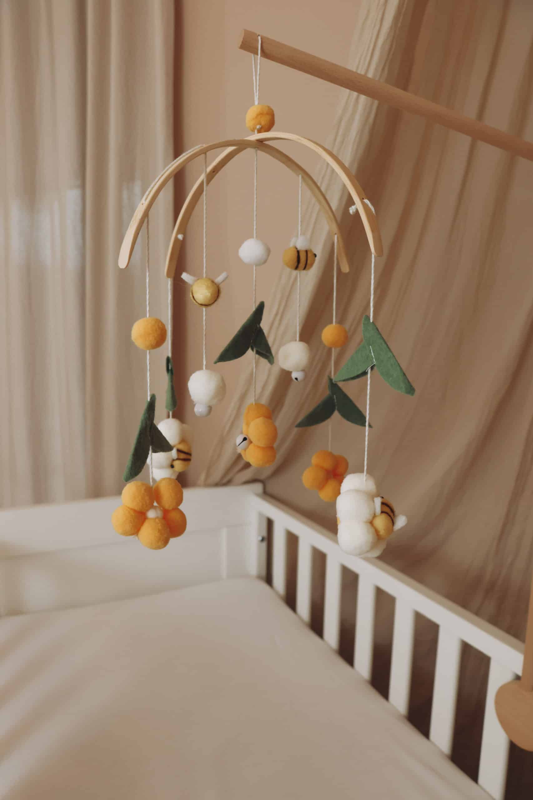 Handmade Yellow Bees baby mobile-0