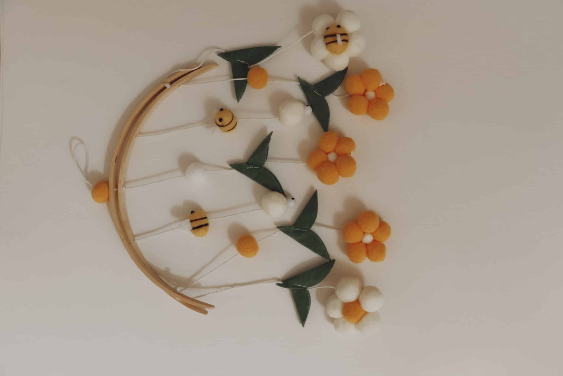 Handmade Yellow Bees baby mobile-6