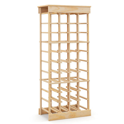 NNECW 40-Bottle Wood Wine Rack with Tabletop for Cellar & Dining Room-1