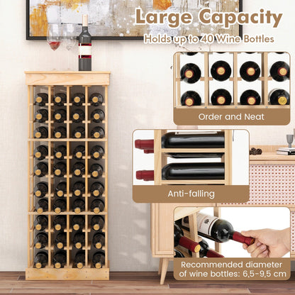 NNECW 40-Bottle Wood Wine Rack with Tabletop for Cellar & Dining Room-4