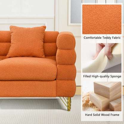 Orange Oversized Corner Sofa 5 Seat Teddy Couch-1