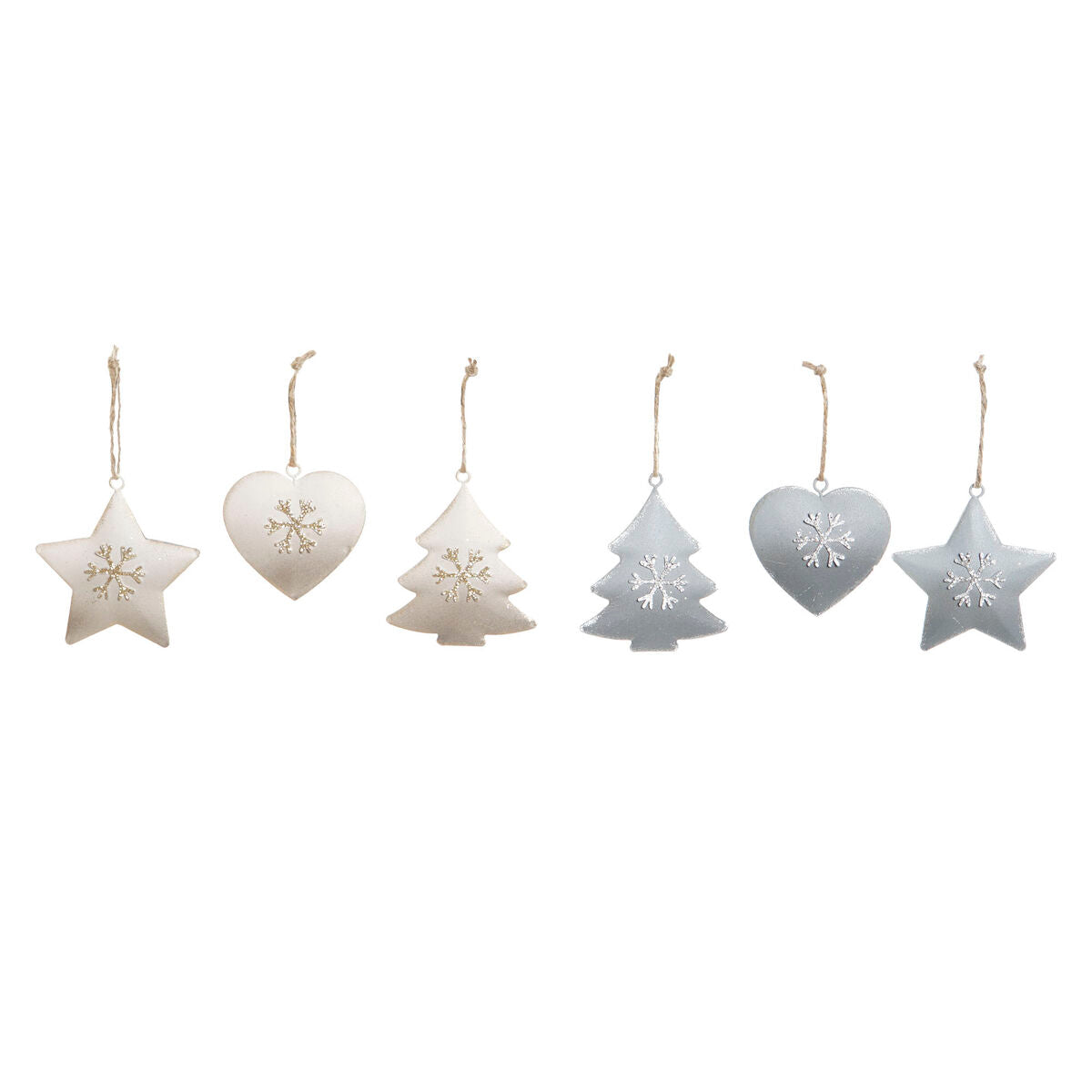 Hanging decoration DKD Home Decor White Grey Metal 7 x 2 x 7 cm (6 Pieces) (2 Units)-1