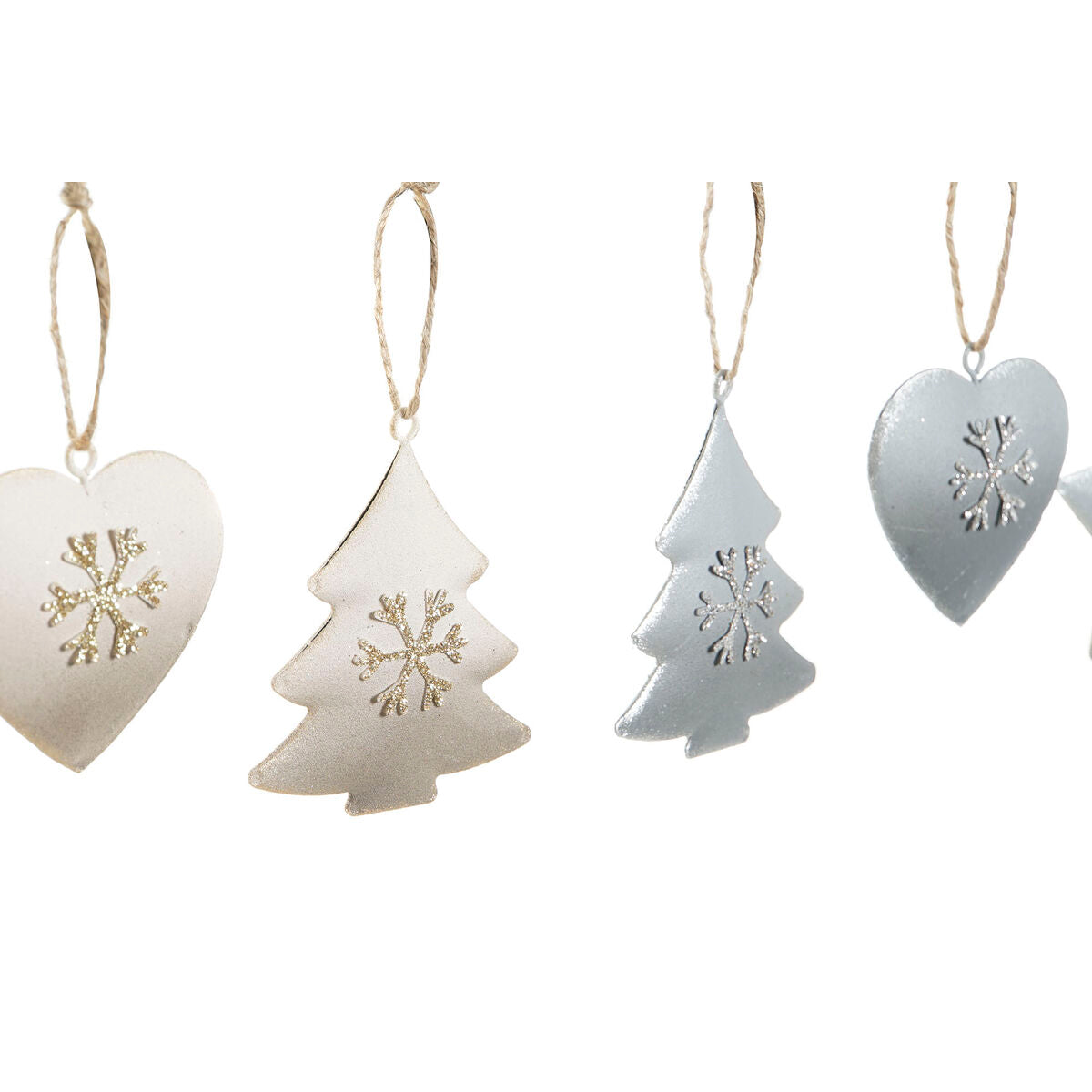 Hanging decoration DKD Home Decor White Grey Metal 7 x 2 x 7 cm (6 Pieces) (2 Units)-2