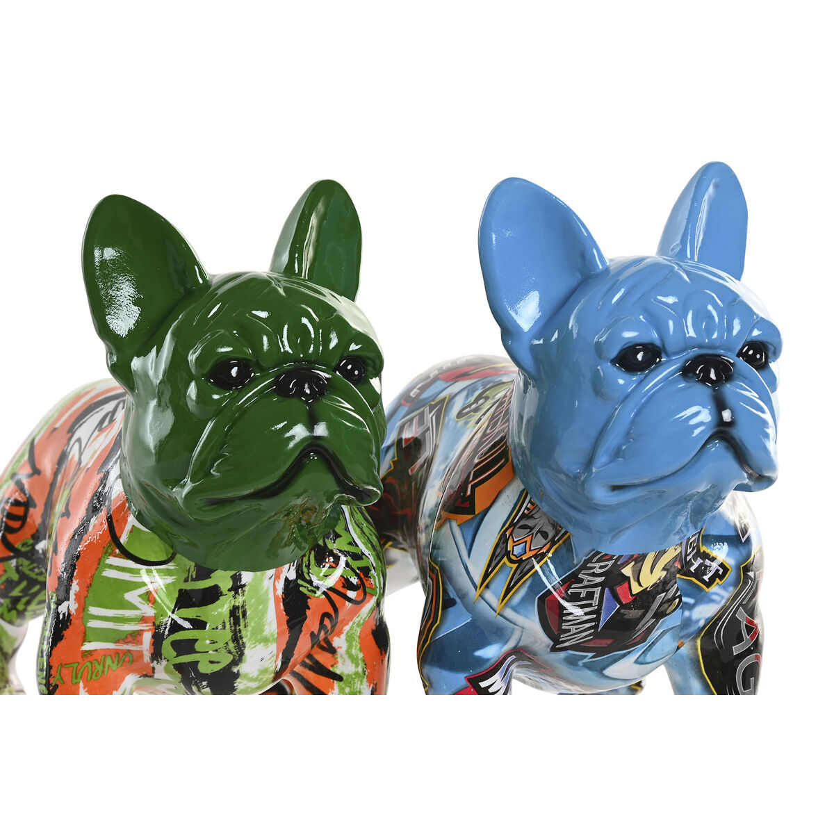 Decorative Figure Home ESPRIT Blue Green Multicolour Dog (2 Units)-2
