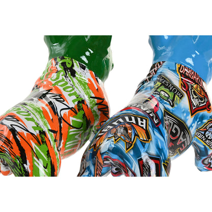 Decorative Figure Home ESPRIT Blue Green Multicolour Dog (2 Units)-1