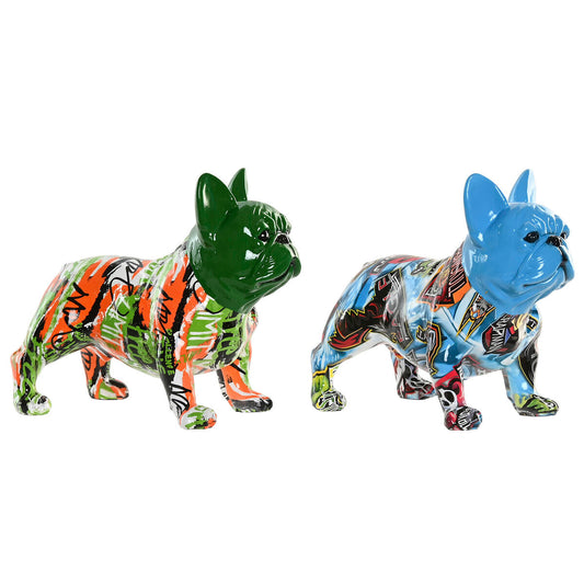 Decorative Figure Home ESPRIT Blue Green Multicolour Dog (2 Units)-0