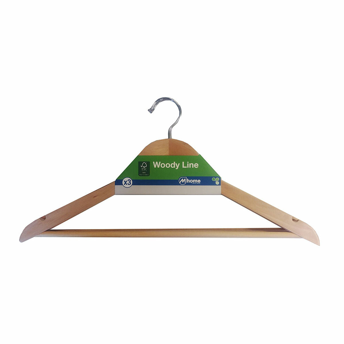 Hangers Mondex Suit Ecological Natural Wood 3 Units (43 x 22,5 cm)-0