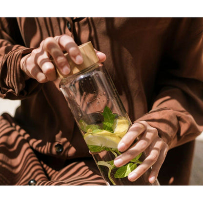 Botella de Vidrio con Tapa de Bambú Andrea House 1L