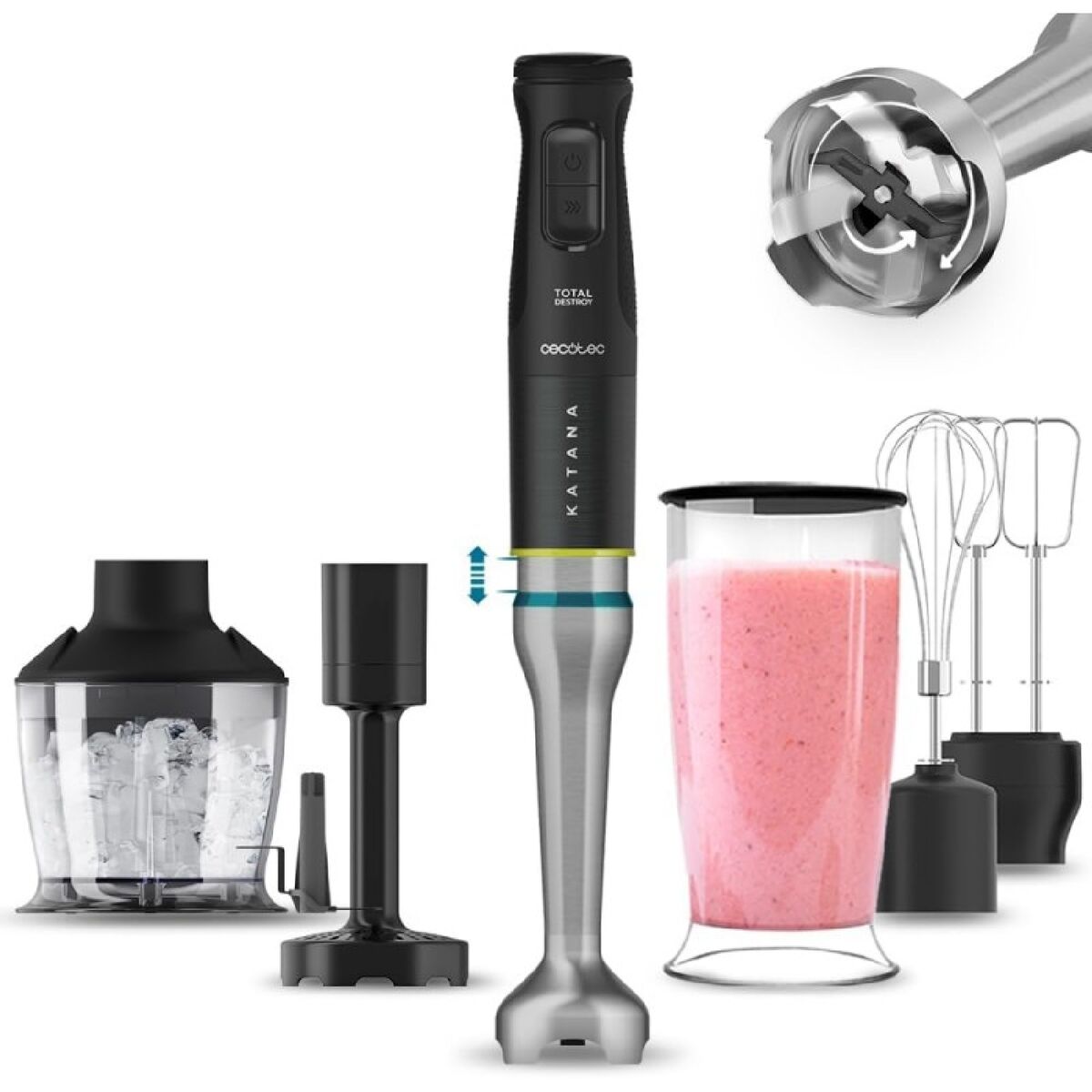 Hand-held Blender Cecotec 15 TotalDestroy Smash B 1500 W Black-0