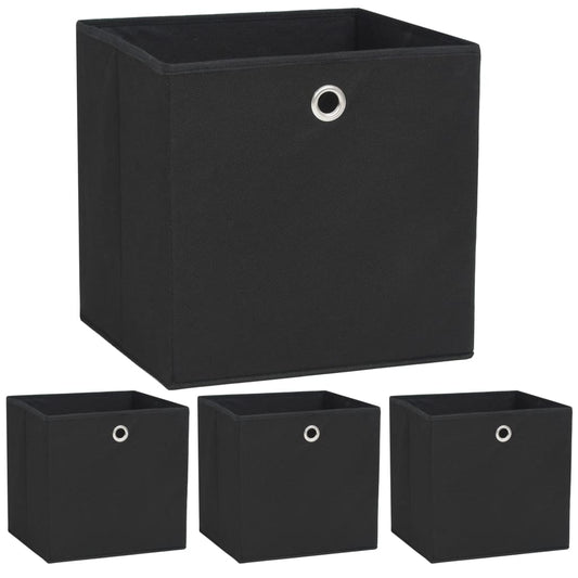 NNEVL Storage Boxes 4 pcs Non-woven Fabric 32x32x32 cm Black-0