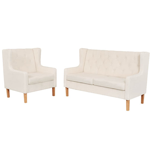 NNEVL Sofa Set 2 Pieces Fabric Cream White-0