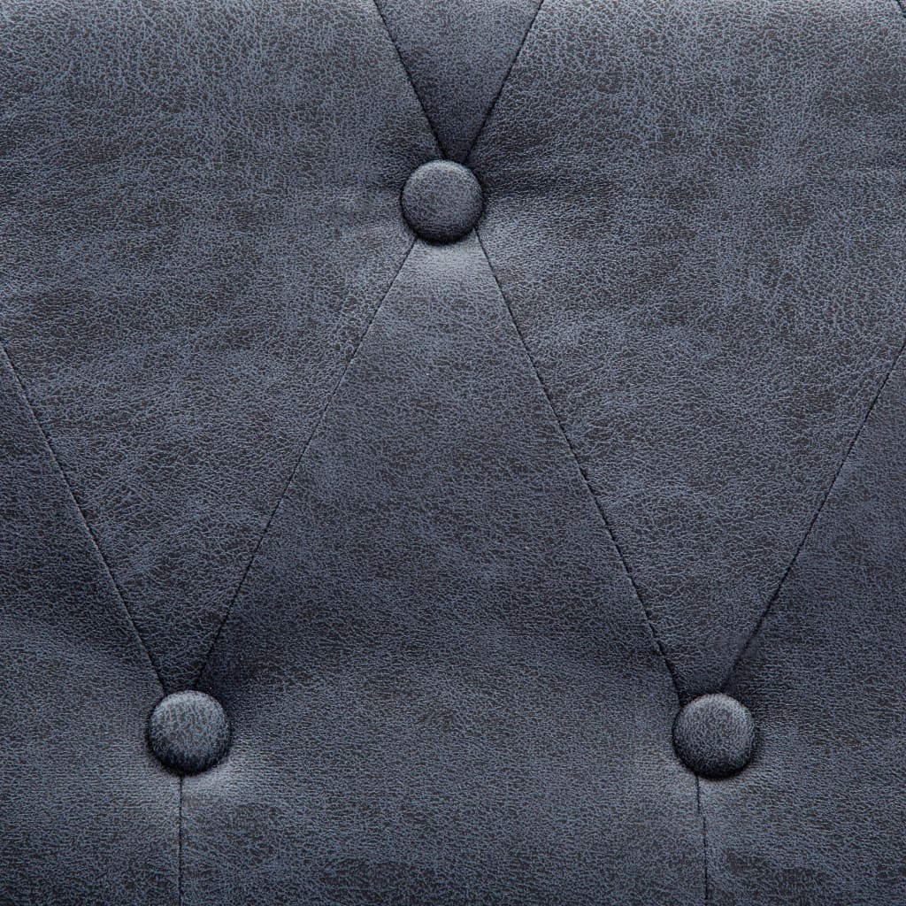 NNEVL 2-Seater Chesterfield Sofa Artificial Suede Leather Grey-3