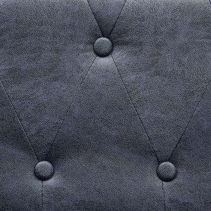 NNEVL 2-Seater Chesterfield Sofa Artificial Suede Leather Grey-3