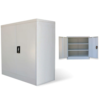 NNEVL Office Cabinet with 2 Doors Grey 90 cm Steel-0