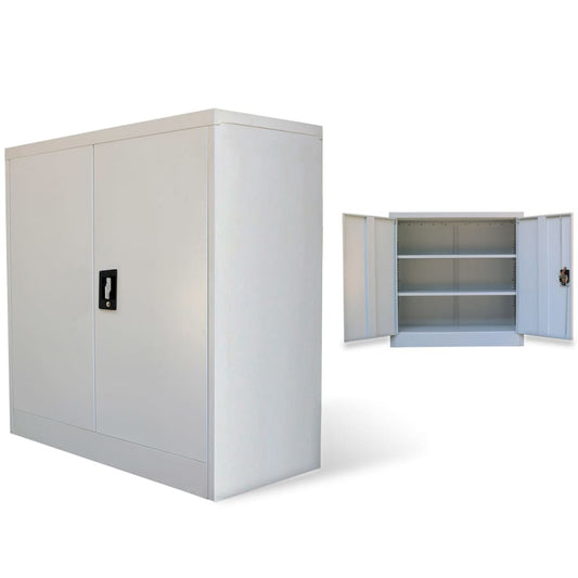NNEVL Office Cabinet with 2 Doors Grey 90 cm Steel-0