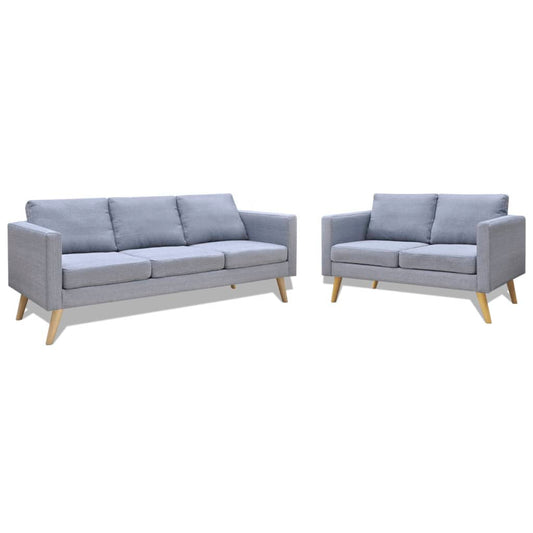 NNEVL Sofa Set 2-Seater and 3-Seater Fabric Light Grey-0
