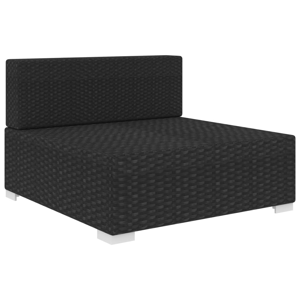 Asiento Central Modular NNEVL – 1 Pieza con Cojines, Rattán PE Resistente a la Intemperie, Negro y Blanco Crema
