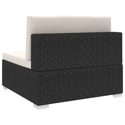 Asiento Central Modular NNEVL – 1 Pieza con Cojines, Rattán PE Resistente a la Intemperie, Negro y Blanco Crema