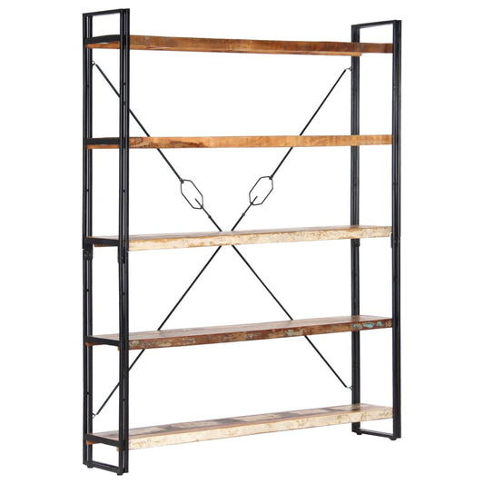 NNEVL 5-Tier Bookcase 140x30x180 cm Solid Reclaimed Wood-0
