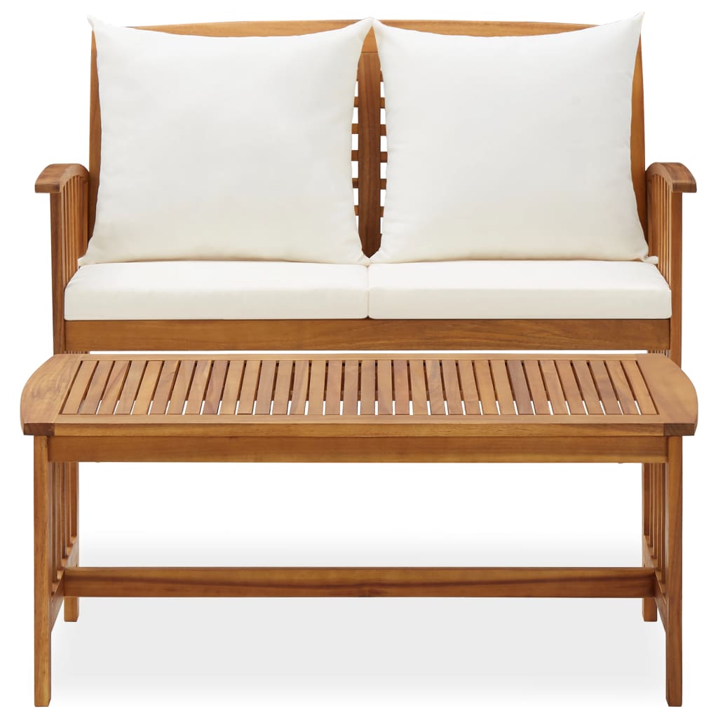 NNEVL 2 Piece Garden Lounge Set with Cushions Solid Acacia Wood-2